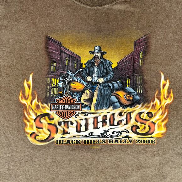 Harley Davidson Shirt Men's XL Brown Sturgis Graphic Deadwood Motorcycles 2006 - Picture 2 of 9